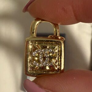 Gold Padlock Pendant with Crystal Accents